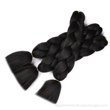 Custom inch braiding fiber 100% synthetic hair extension jumbo braid 90 colors pre stretched braids hair in stock